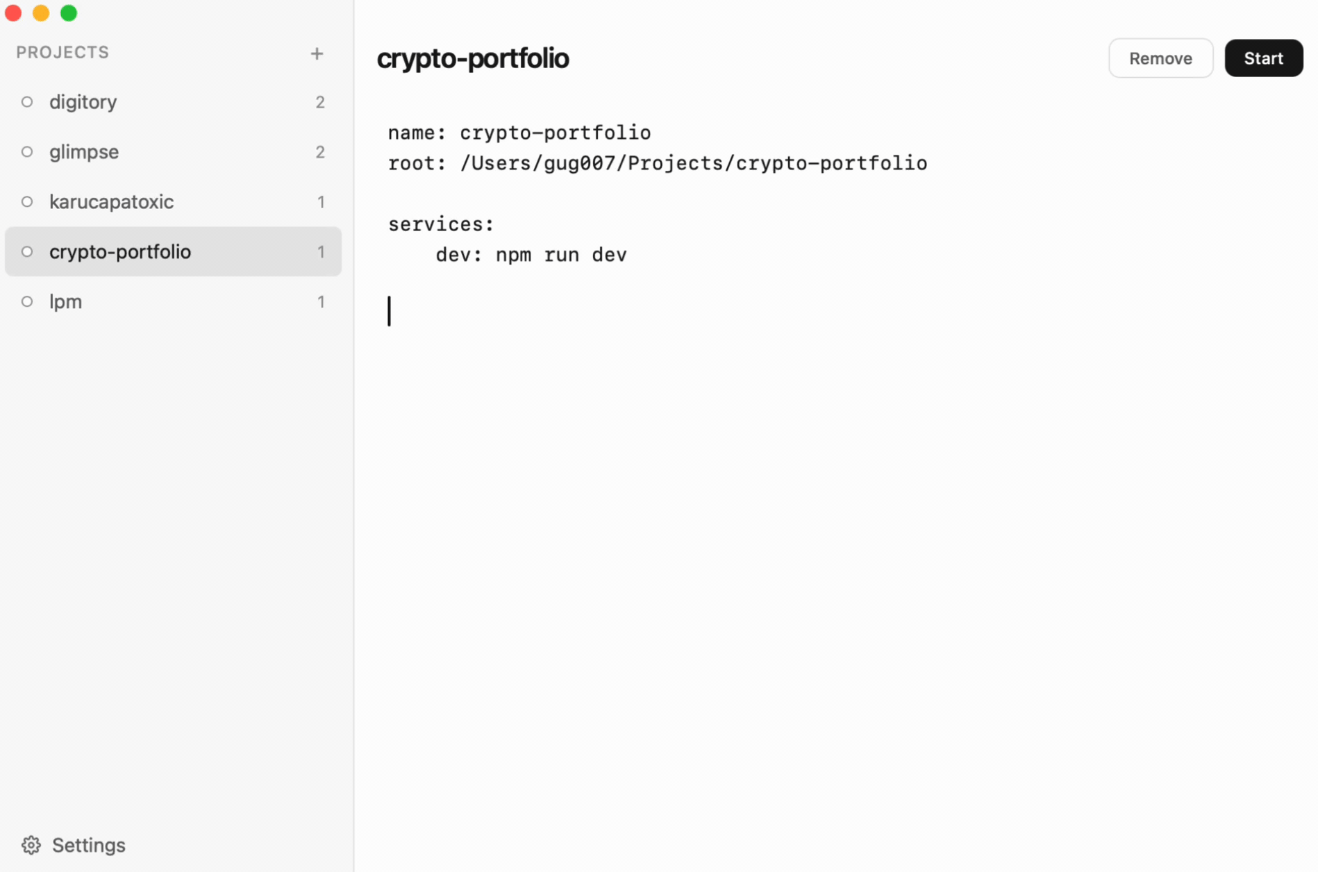 Adding an action to a project in lpm desktop app