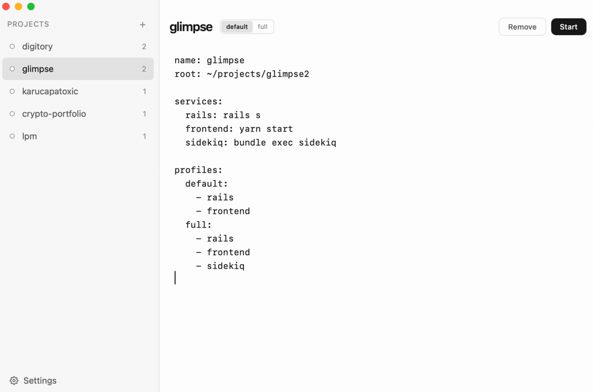 Running a project with multiple profiles in lpm desktop app