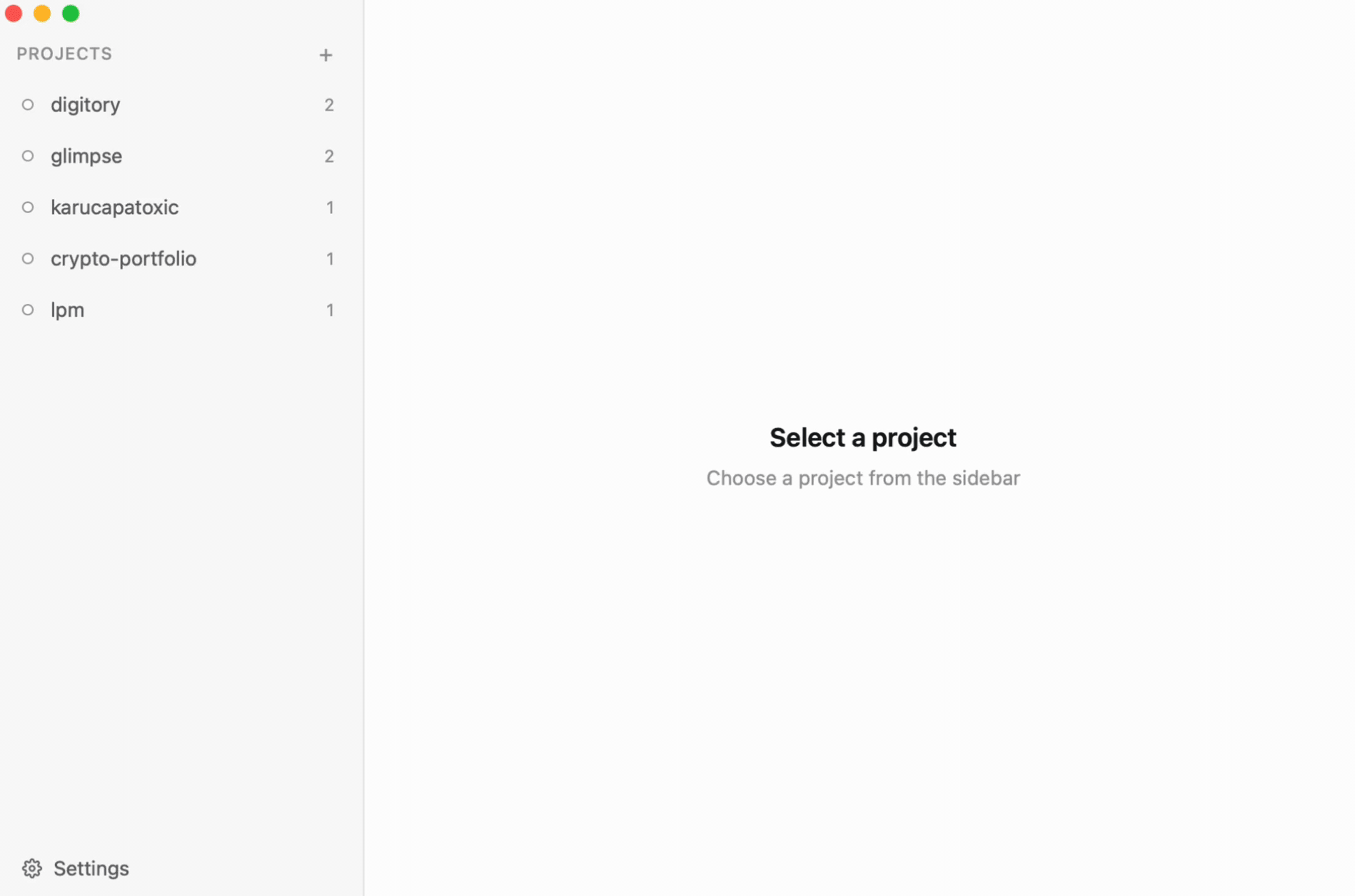 Starting a project in lpm desktop app